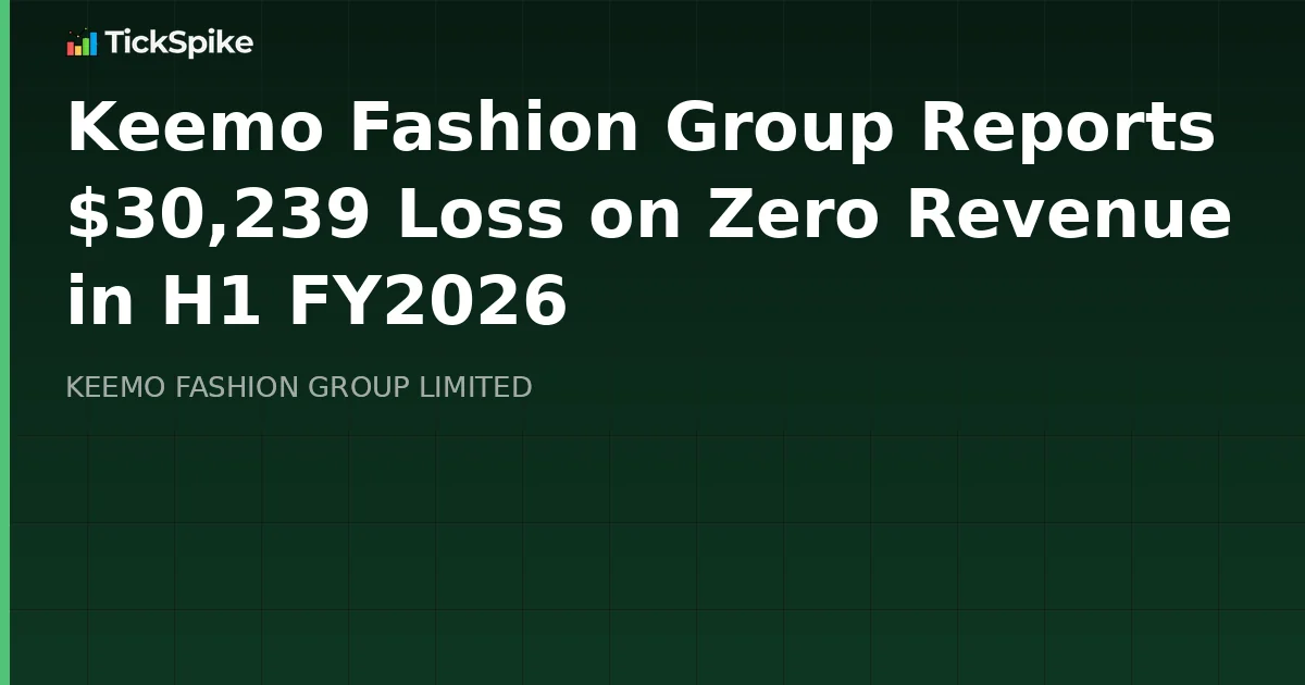 Keemo Fashion Group Reports $30,239 Loss on Zero Revenue in H1 FY2026