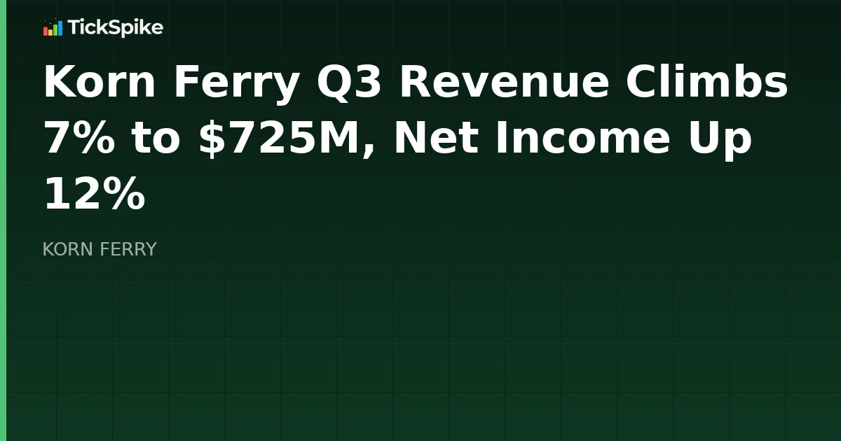 Korn Ferry Q3 Revenue Climbs 7% to $725M, Net Income Up 12%