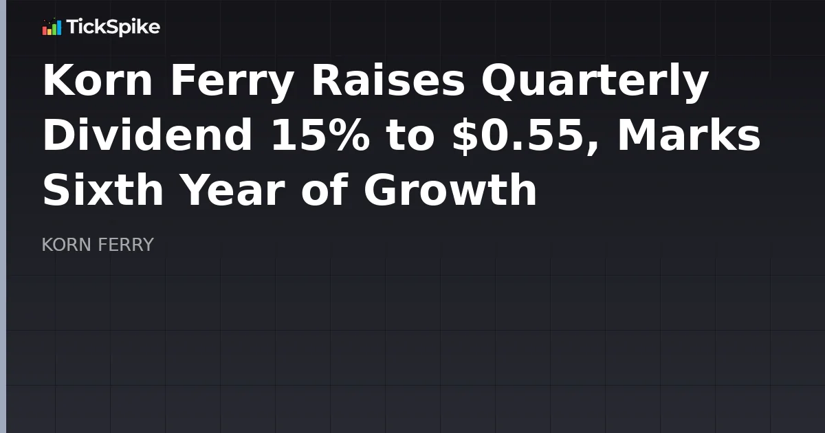 Korn Ferry Raises Quarterly Dividend 15% to $0.55, Marks Sixth Year of Growth