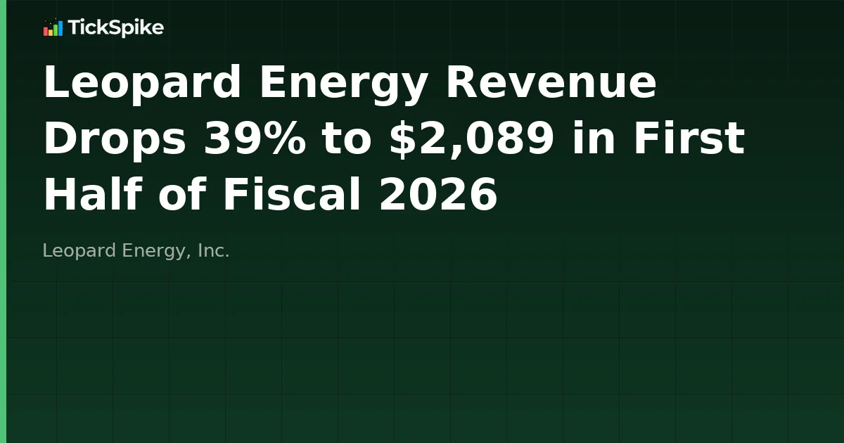 Leopard Energy Revenue Drops 39% to $2,089 in First Half of Fiscal 2026