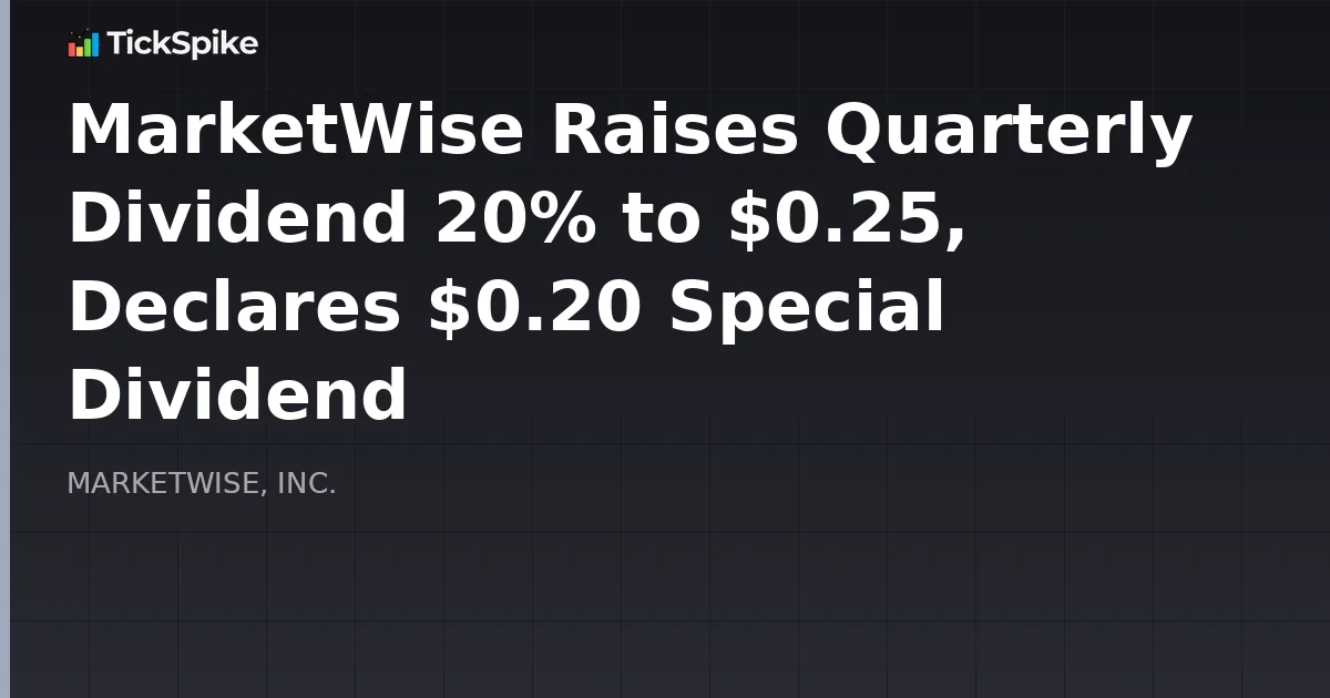 MarketWise Raises Quarterly Dividend 20% to $0.25, Declares $0.20 Special Dividend