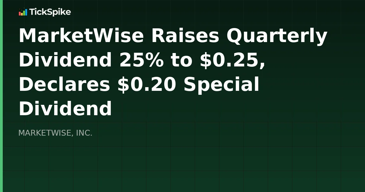 MarketWise Raises Quarterly Dividend 25% to $0.25, Declares $0.20 Special Dividend