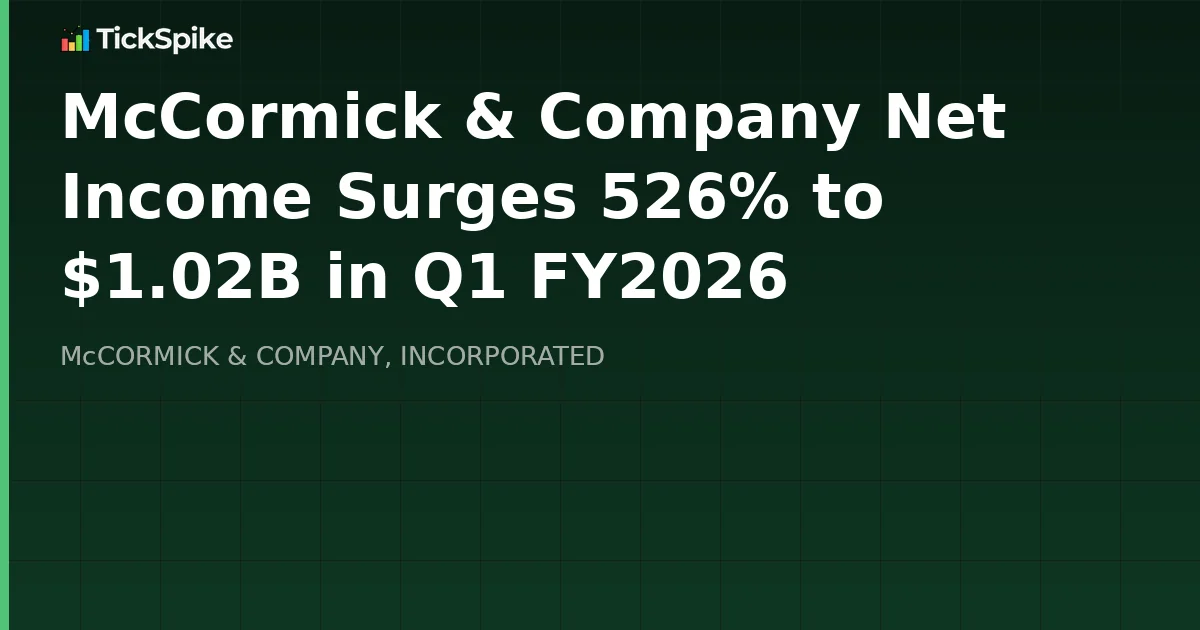 McCormick & Company Net Income Surges 526% to $1.02B in Q1 FY2026