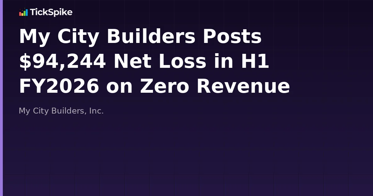 My City Builders Posts $94,244 Net Loss in H1 FY2026 on Zero Revenue