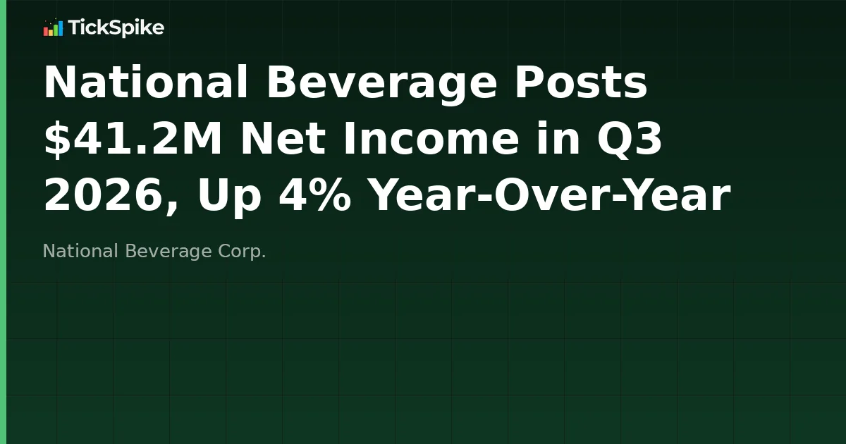 National Beverage Posts $41.2M Net Income in Q3 2026, Up 4% Year-Over-Year