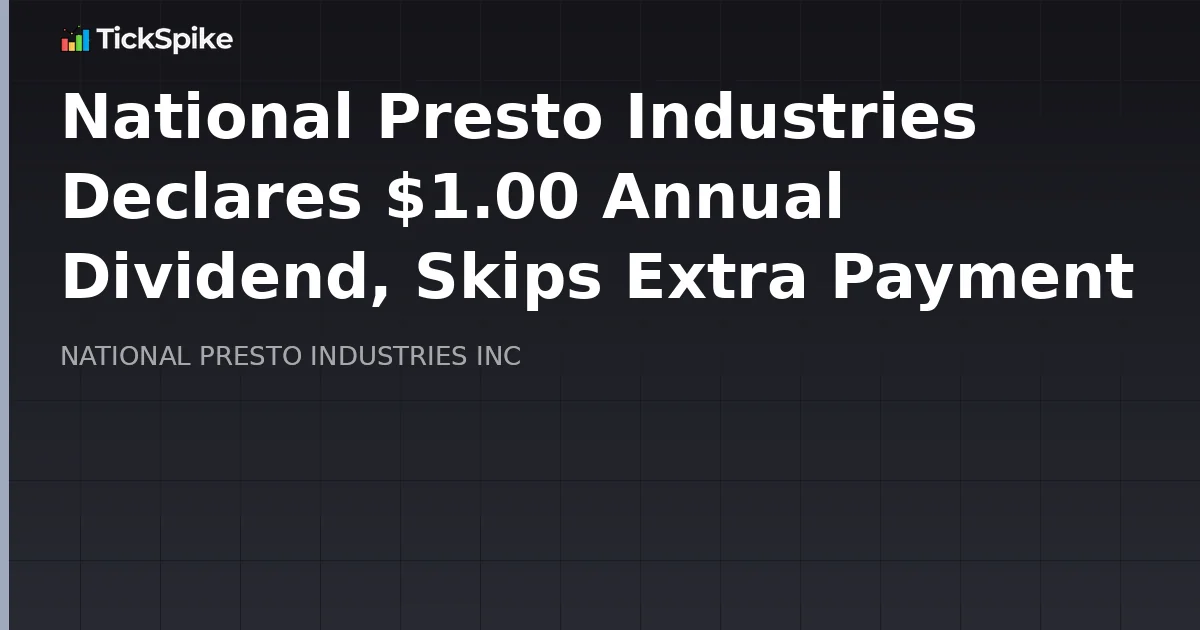 National Presto Industries Declares $1.00 Annual Dividend, Skips Extra Payment