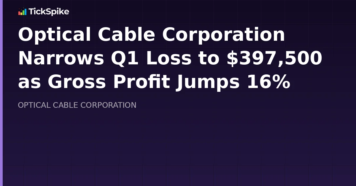 Optical Cable Corporation Narrows Q1 Loss to $397,500 as Gross Profit Jumps 16%