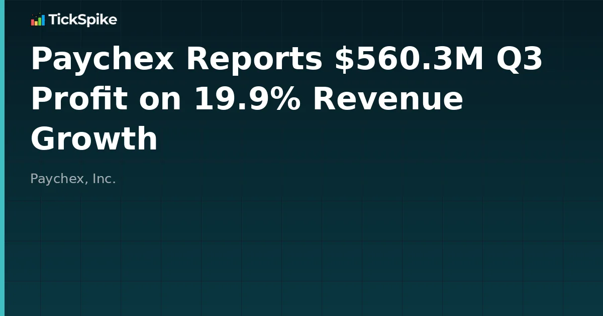 Paychex Reports $560.3M Q3 Profit on 19.9% Revenue Growth