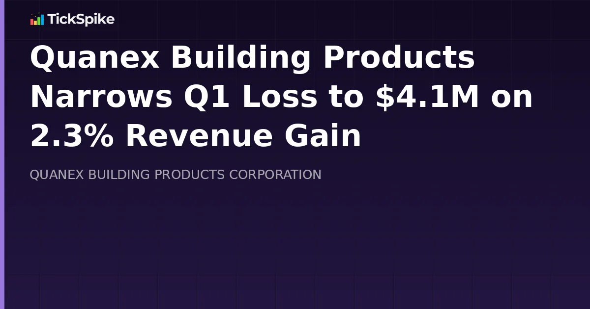 Quanex Building Products Narrows Q1 Loss to $4.1M on 2.3% Revenue Gain