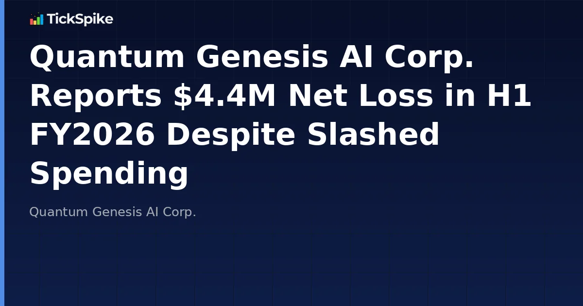 Quantum Genesis AI Corp. Reports $4.4M Net Loss in H1 FY2026 Despite Slashed Spending