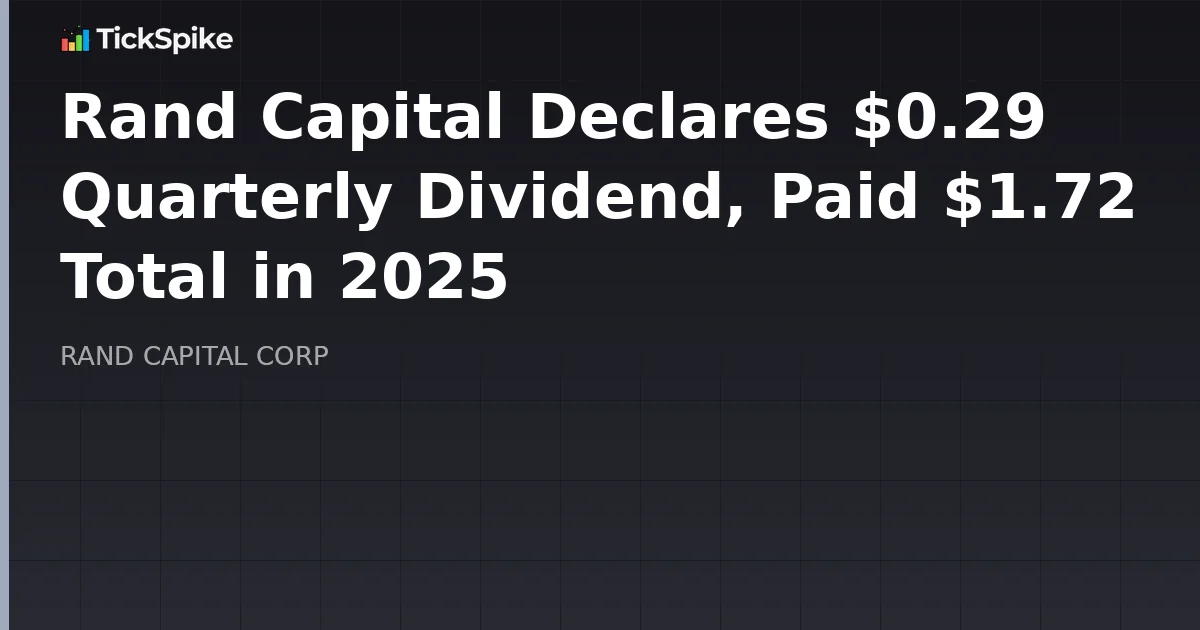 Rand Capital Declares $0.29 Quarterly Dividend, Paid $1.72 Total in 2025