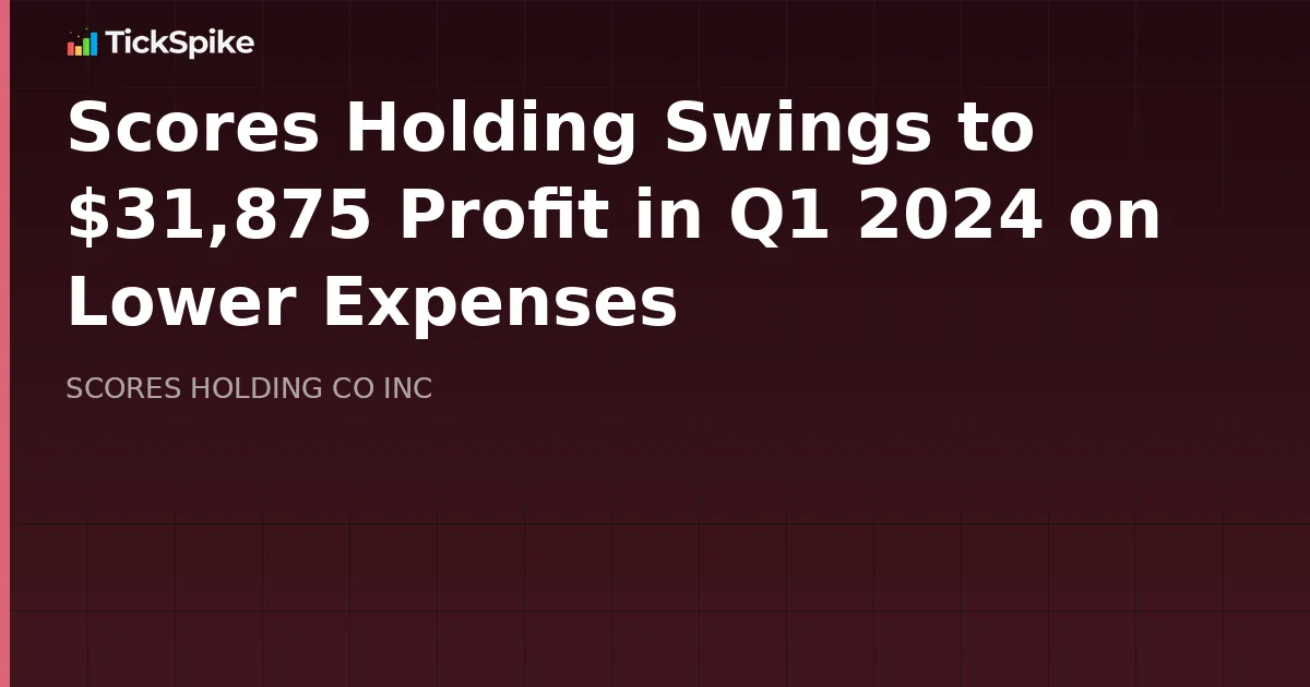 Scores Holding Swings to $31,875 Profit in Q1 2024 on Lower Expenses