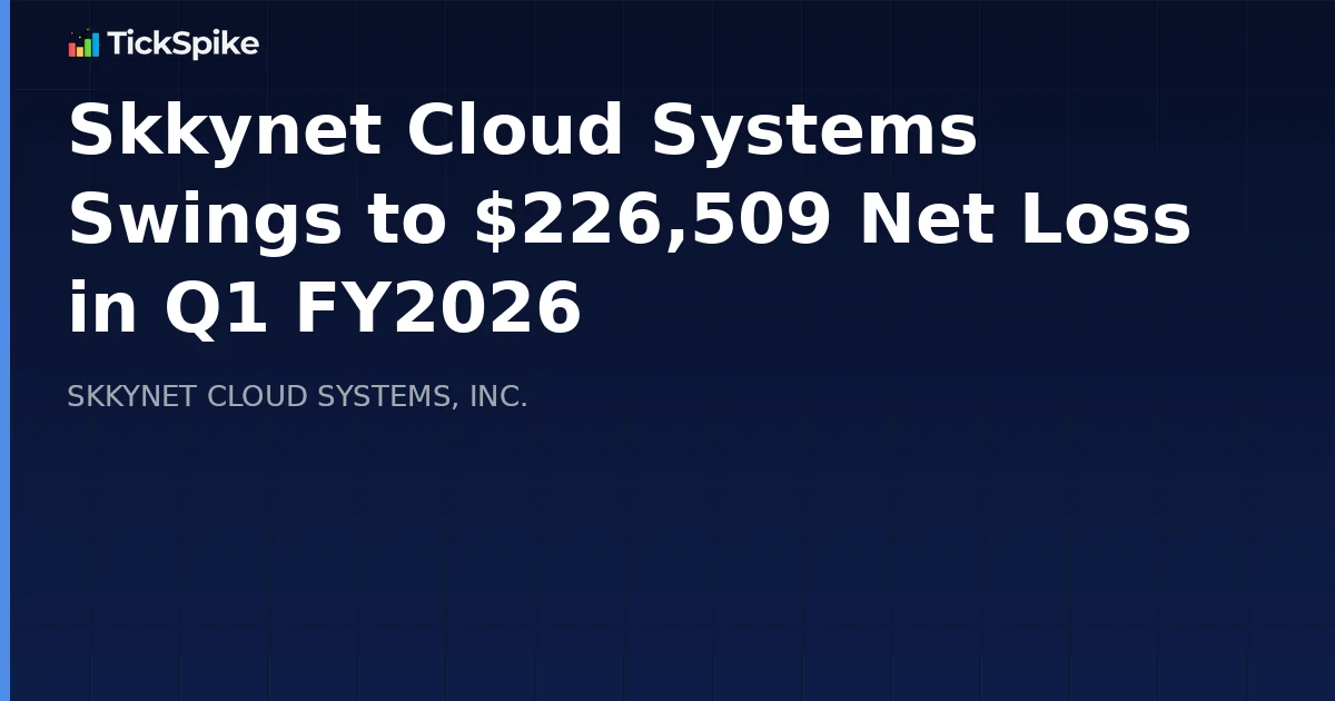 Skkynet Cloud Systems Swings to $226,509 Net Loss in Q1 FY2026