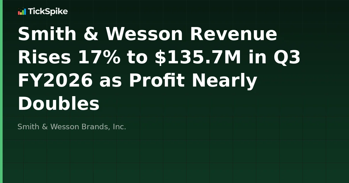 Smith & Wesson Revenue Rises 17% to $135.7M in Q3 FY2026 as Profit Nearly Doubles