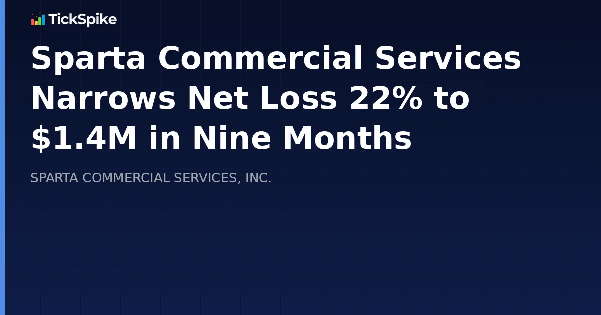 Sparta Commercial Services Narrows Net Loss 22% to $1.4M in Nine Months