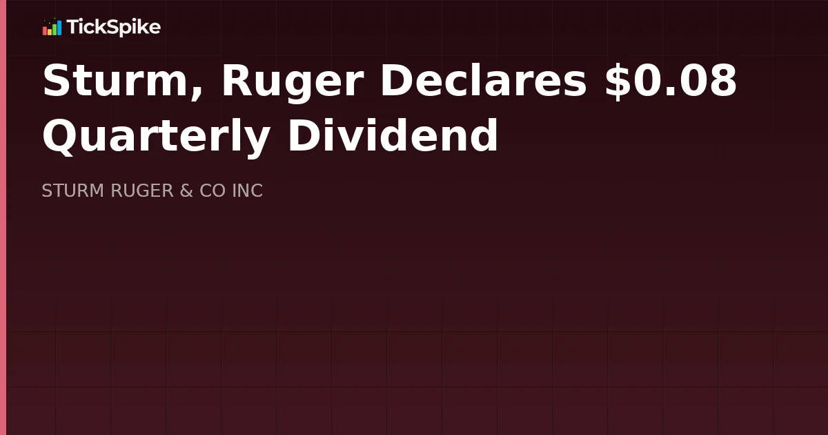 Sturm, Ruger Declares $0.08 Quarterly Dividend