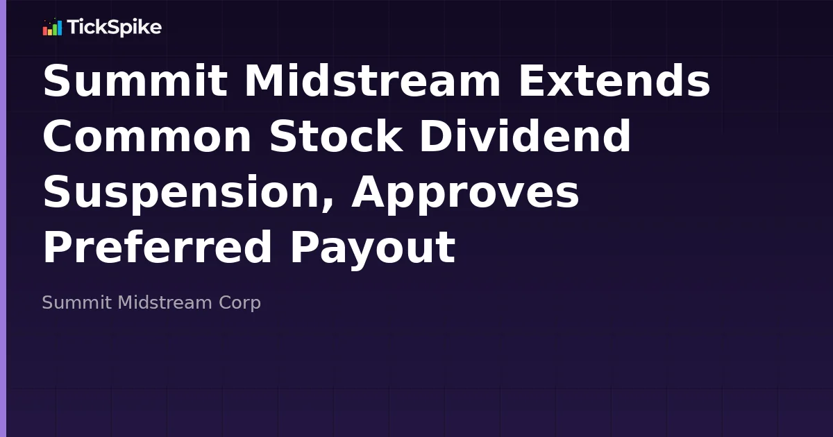 Summit Midstream Extends Common Stock Dividend Suspension, Approves Preferred Payout