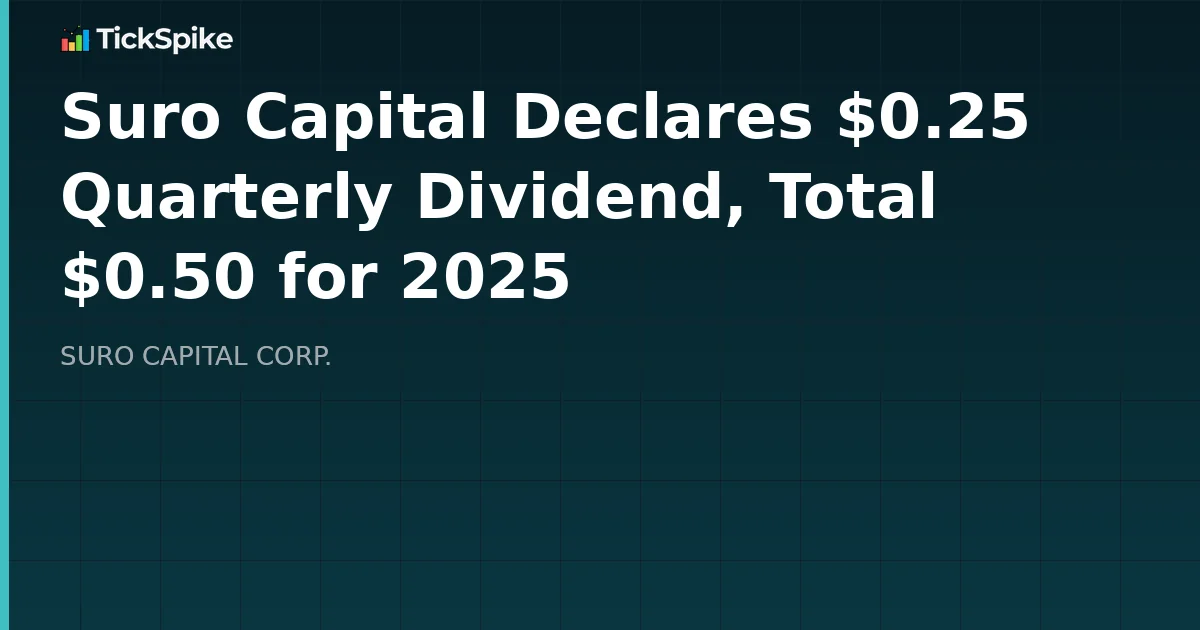 Suro Capital Declares $0.25 Quarterly Dividend, Total $0.50 for 2025