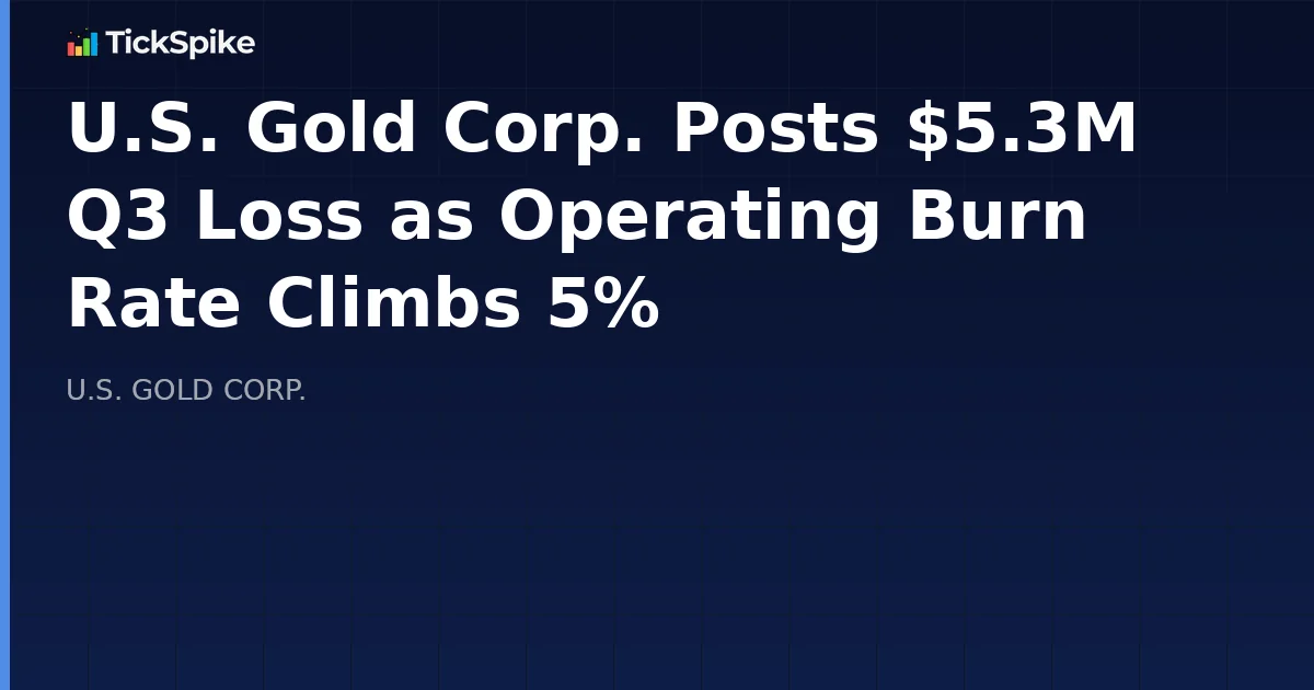 U.S. Gold Corp. Posts $5.3M Q3 Loss as Operating Burn Rate Climbs 5%