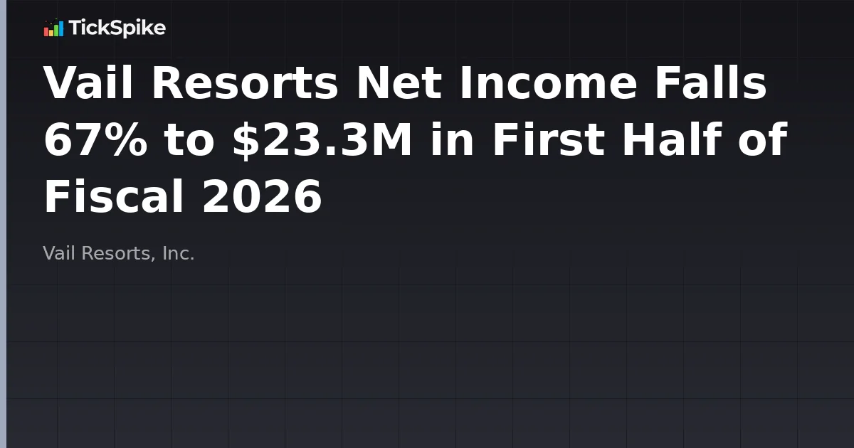 Vail Resorts Net Income Falls 67% to $23.3M in First Half of Fiscal 2026