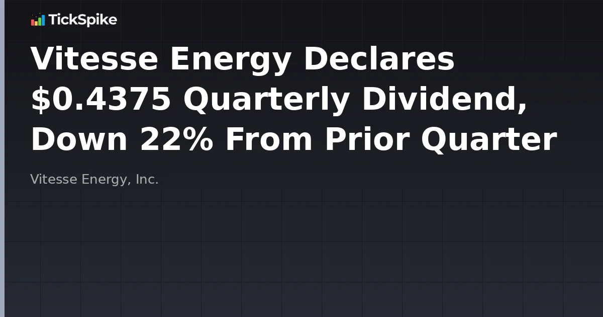 Vitesse Energy Declares $0.4375 Quarterly Dividend, Down 22% From Prior Quarter