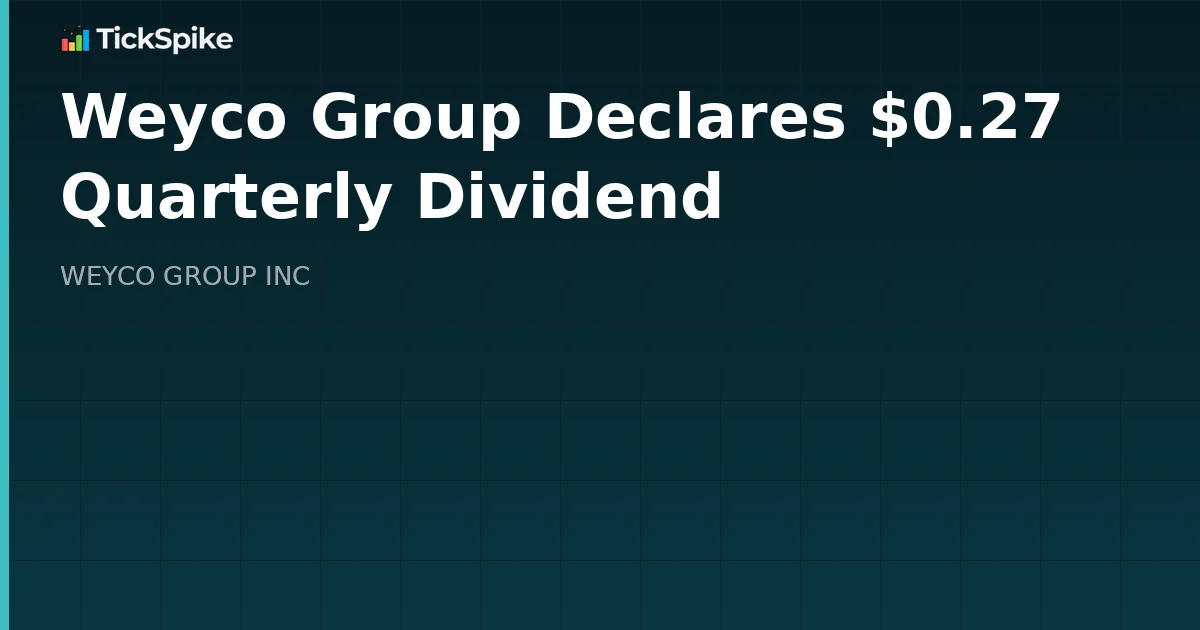 Weyco Group Declares $0.27 Quarterly Dividend