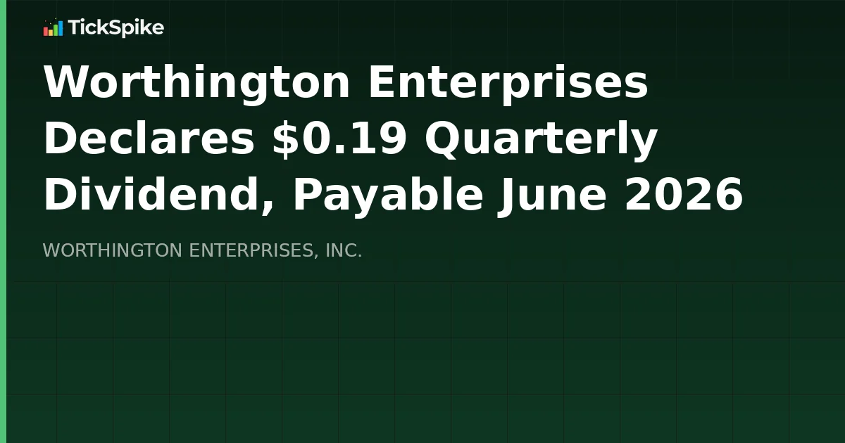 Worthington Enterprises Declares $0.19 Quarterly Dividend, Payable June 2026