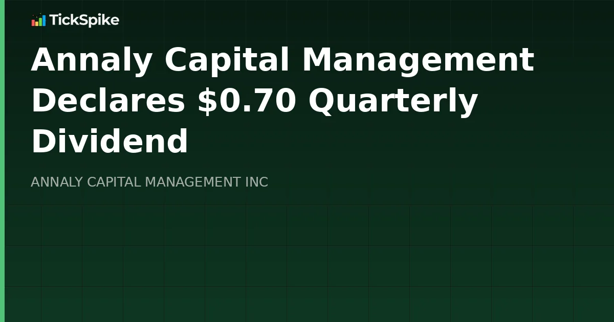 Annaly Capital Management Declares $0.70 Quarterly Dividend