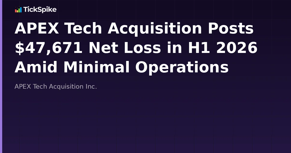 APEX Tech Acquisition Posts $47,671 Net Loss in H1 2026 Amid Minimal Operations