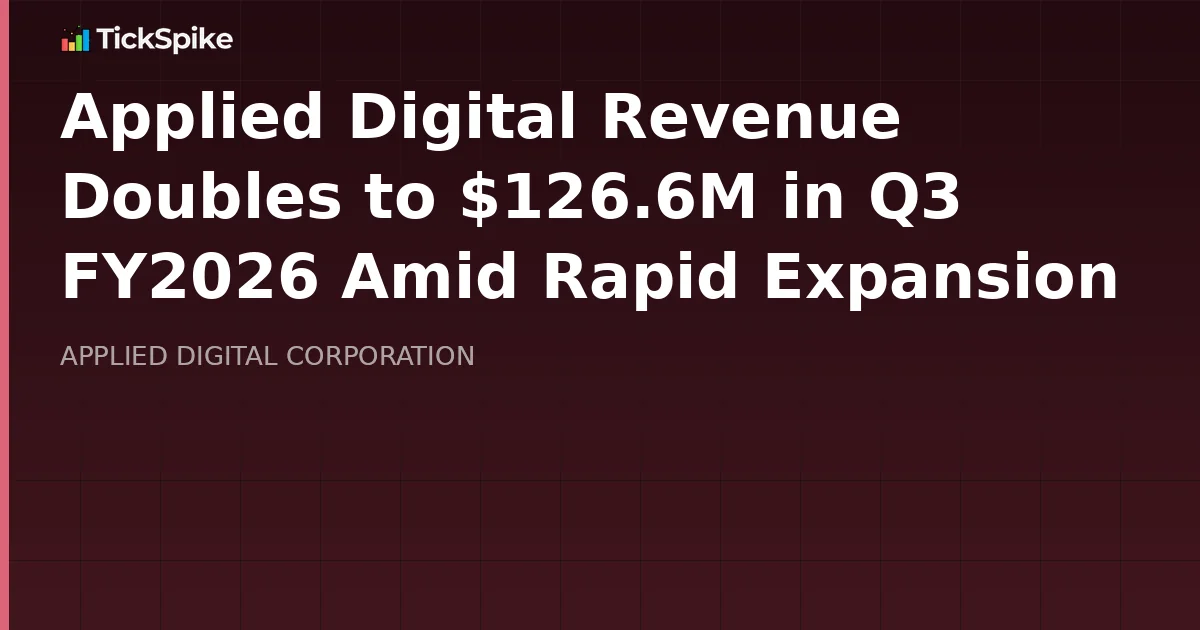 Applied Digital Revenue Doubles to $126.6M in Q3 FY2026 Amid Rapid Expansion