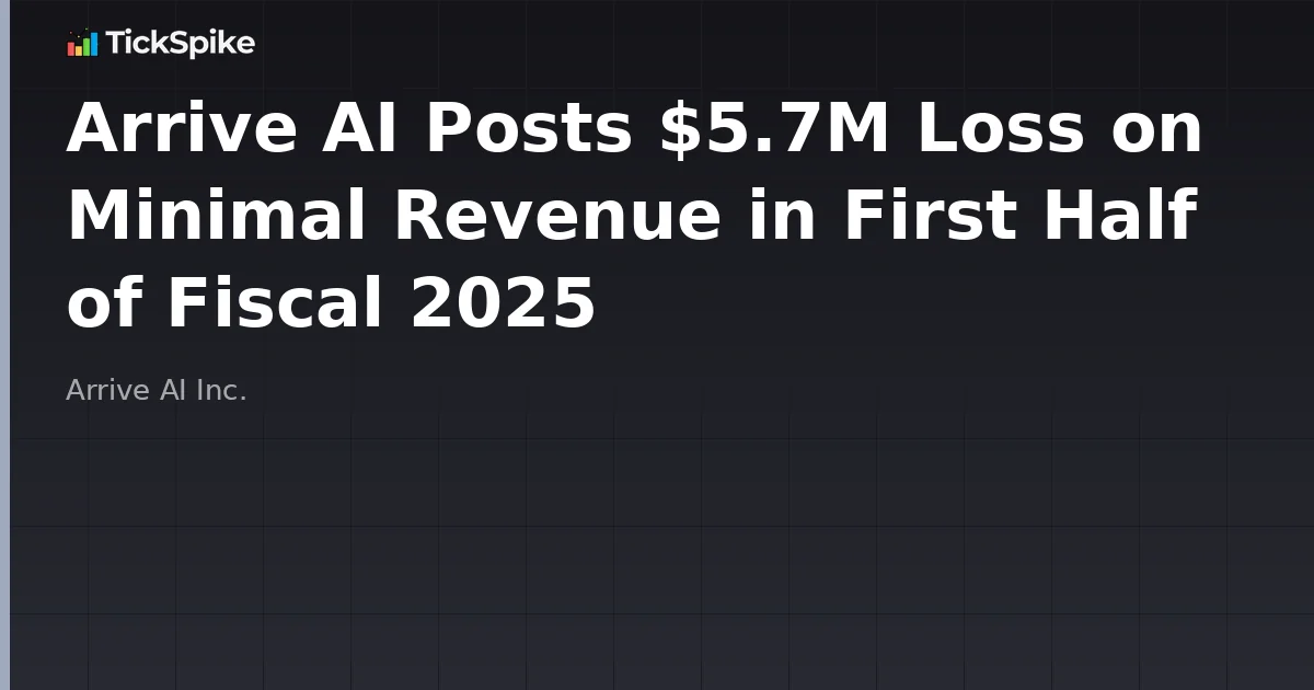 Arrive AI Posts $5.7M Loss on Minimal Revenue in First Half of Fiscal 2025