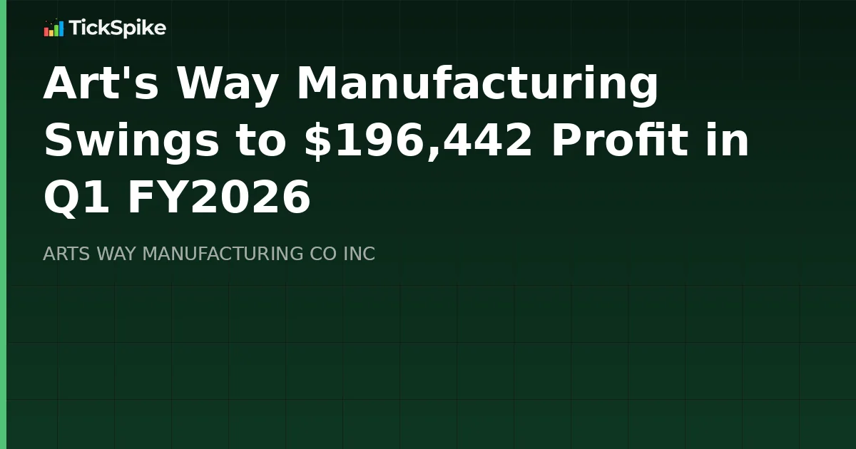 Art's Way Manufacturing Swings to $196,442 Profit in Q1 FY2026
