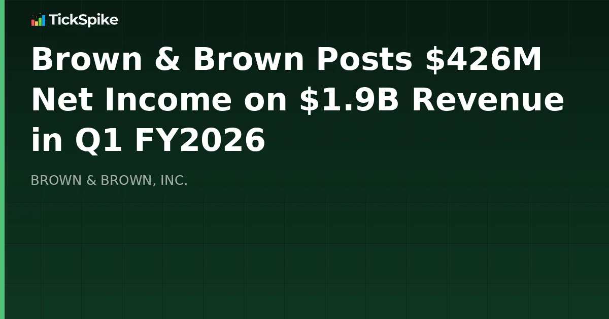 Brown & Brown Posts $426M Net Income on $1.9B Revenue in Q1 FY2026