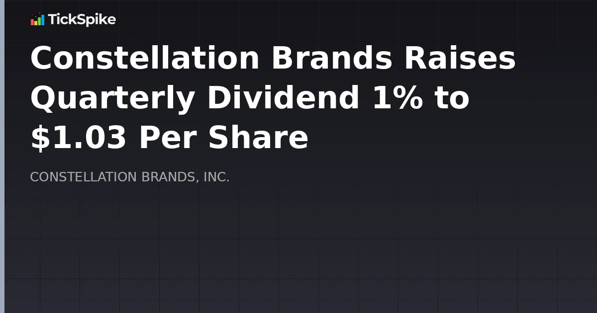 Constellation Brands Raises Quarterly Dividend 1% to $1.03 Per Share
