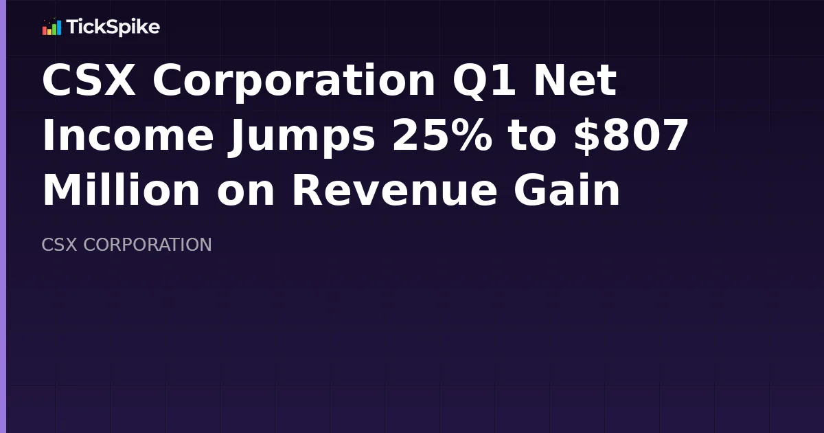 CSX Corporation Q1 Net Income Jumps 25% to $807 Million on Revenue Gain
