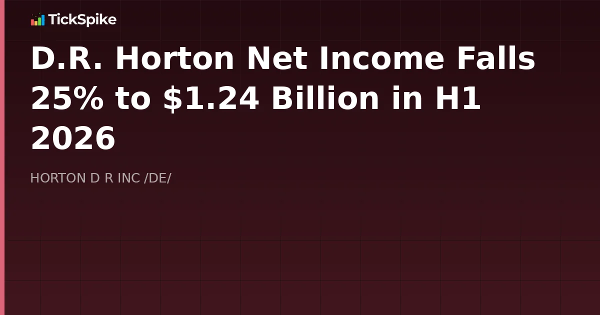 D.R. Horton Net Income Falls 25% to $1.24 Billion in H1 2026