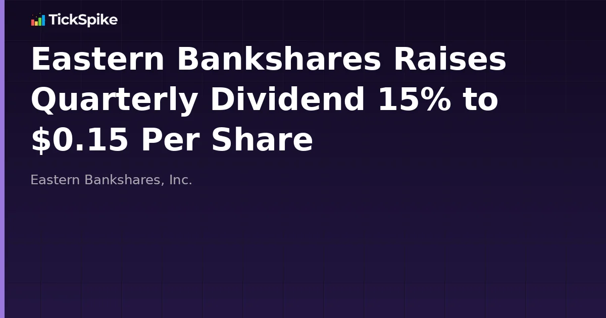 Eastern Bankshares Raises Quarterly Dividend 15% to $0.15 Per Share