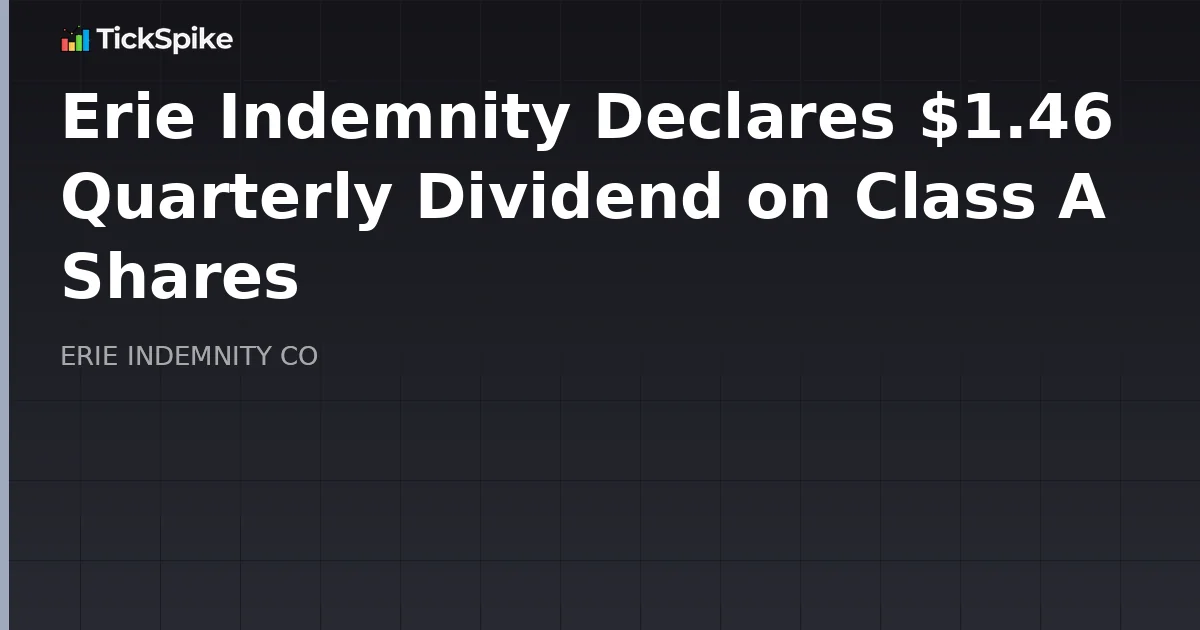 Erie Indemnity Declares $1.46 Quarterly Dividend on Class A Shares