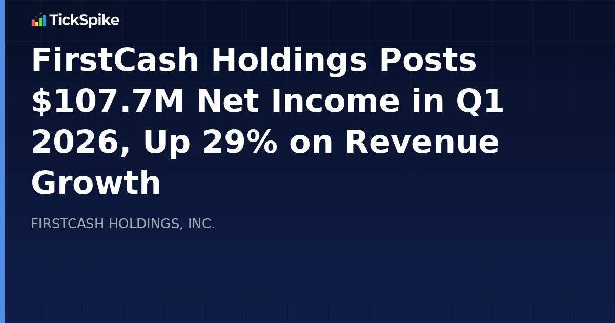 FirstCash Holdings Posts $107.7M Net Income in Q1 2026, Up 29% on Revenue Growth