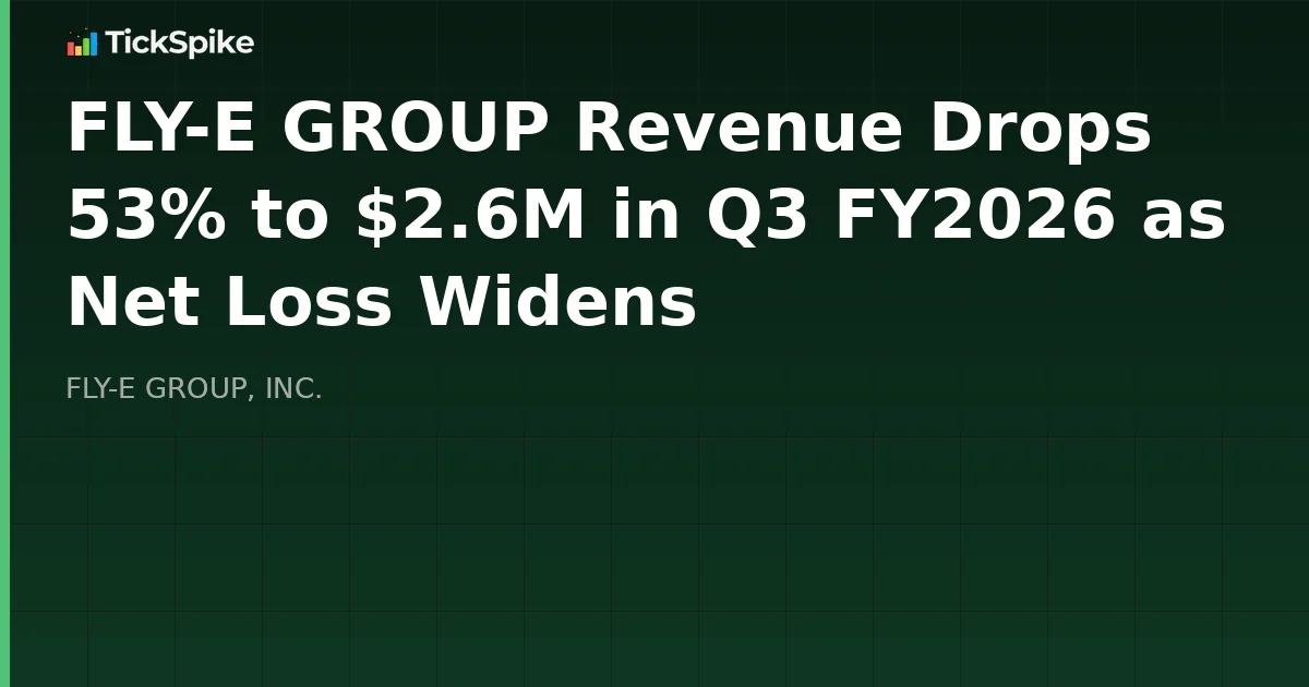 FLY-E GROUP Revenue Drops 53% to $2.6M in Q3 FY2026 as Net Loss Widens