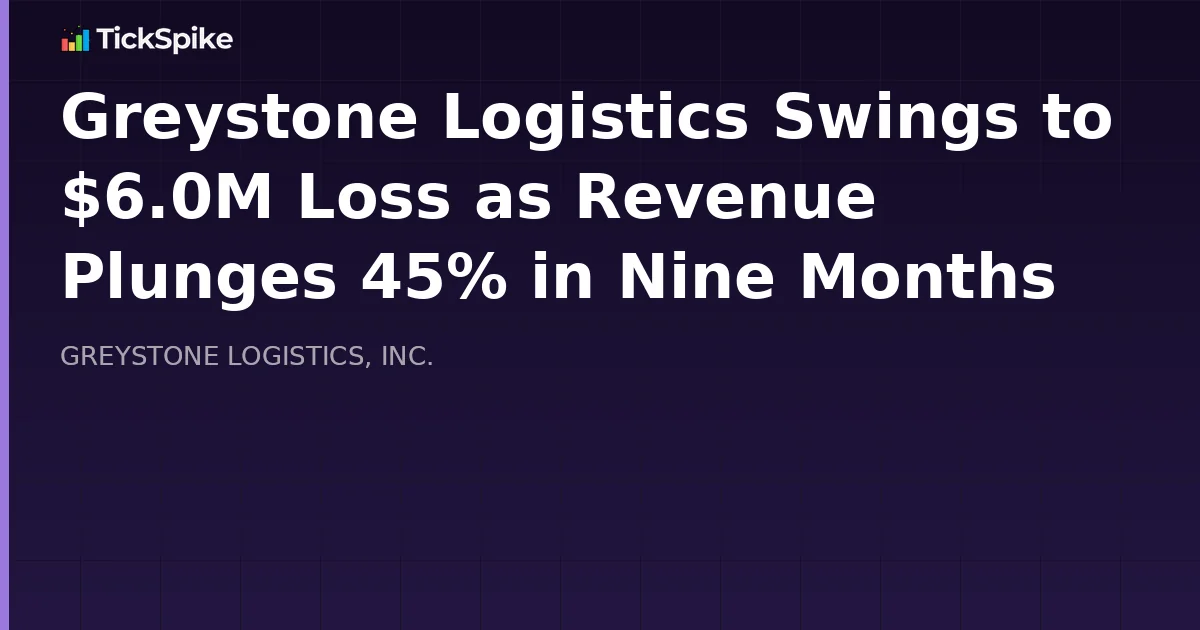 Greystone Logistics Swings to $6.0M Loss as Revenue Plunges 45% in Nine Months