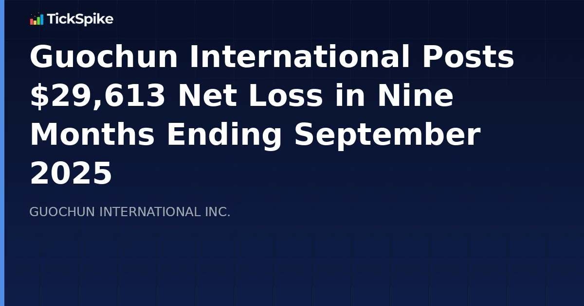 Guochun International Posts $29,613 Net Loss in Nine Months Ending September 2025