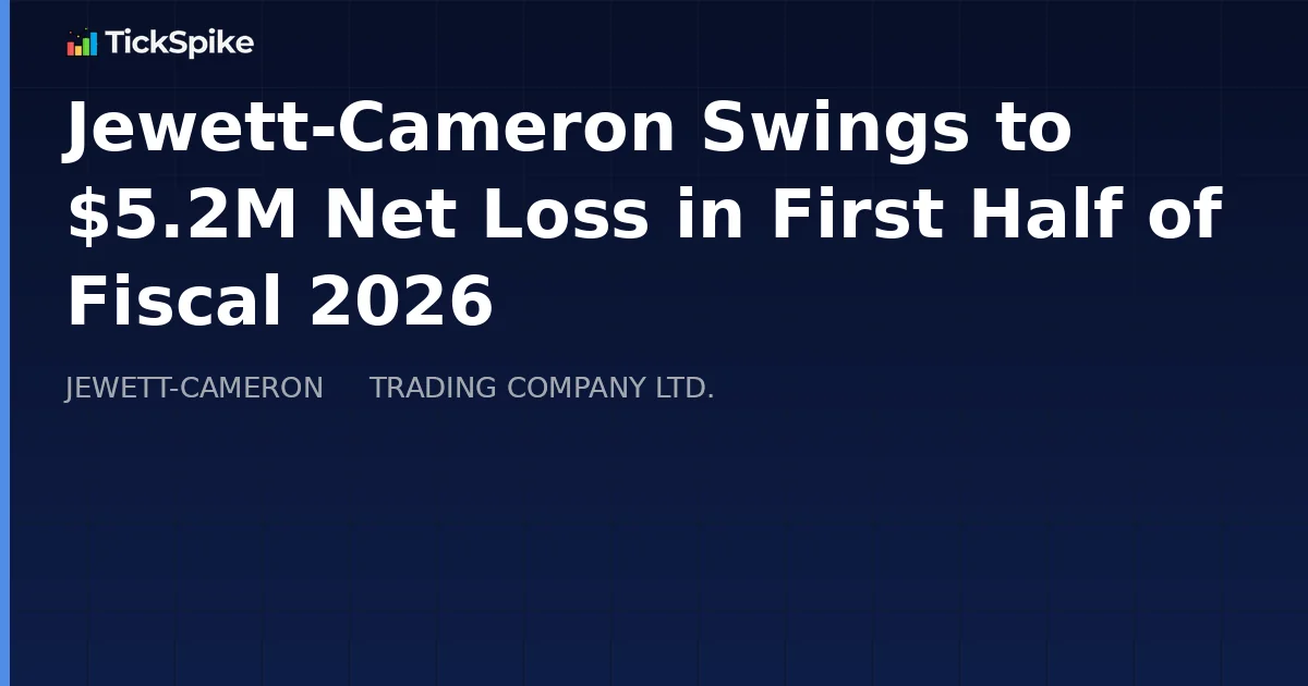 Jewett-Cameron Swings to $5.2M Net Loss in First Half of Fiscal 2026
