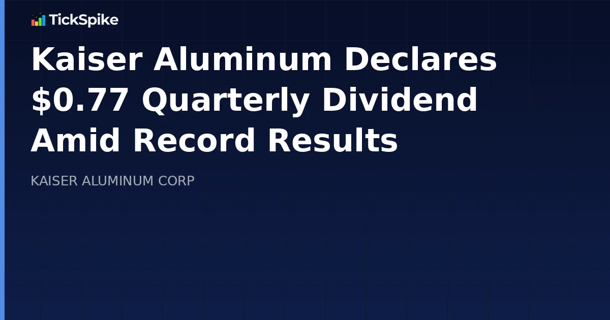 Kaiser Aluminum Declares $0.77 Quarterly Dividend Amid Record Results