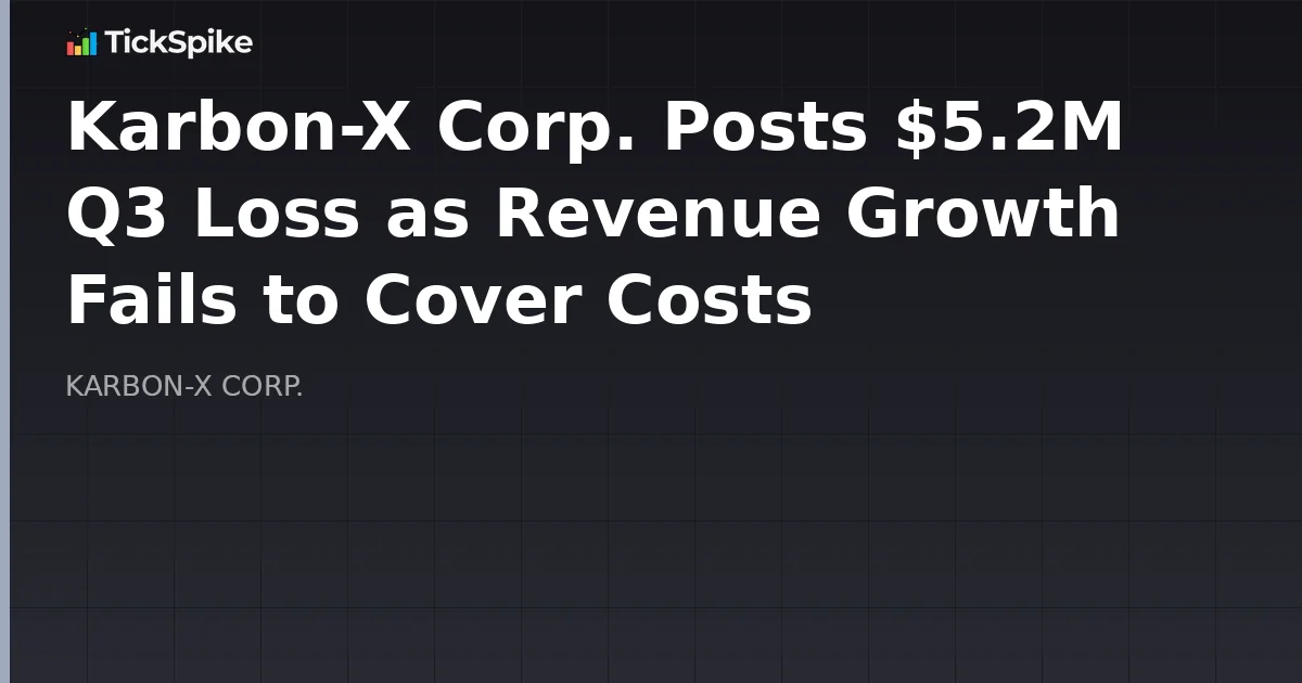 Karbon-X Corp. Posts $5.2M Q3 Loss as Revenue Growth Fails to Cover Costs