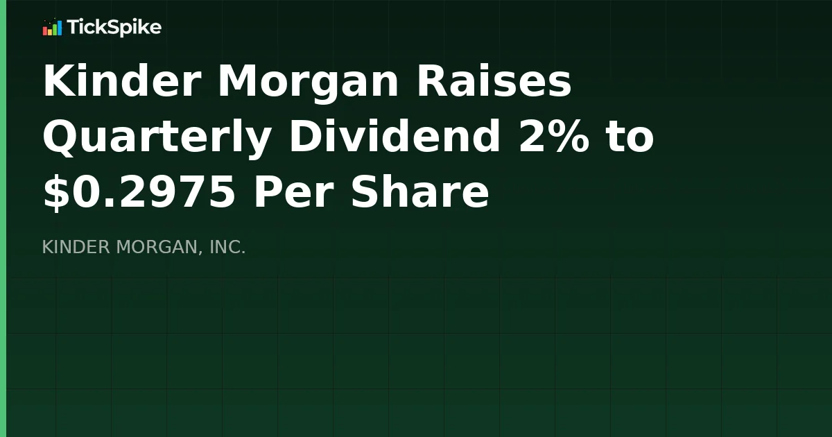 Kinder Morgan Raises Quarterly Dividend 2% to $0.2975 Per Share