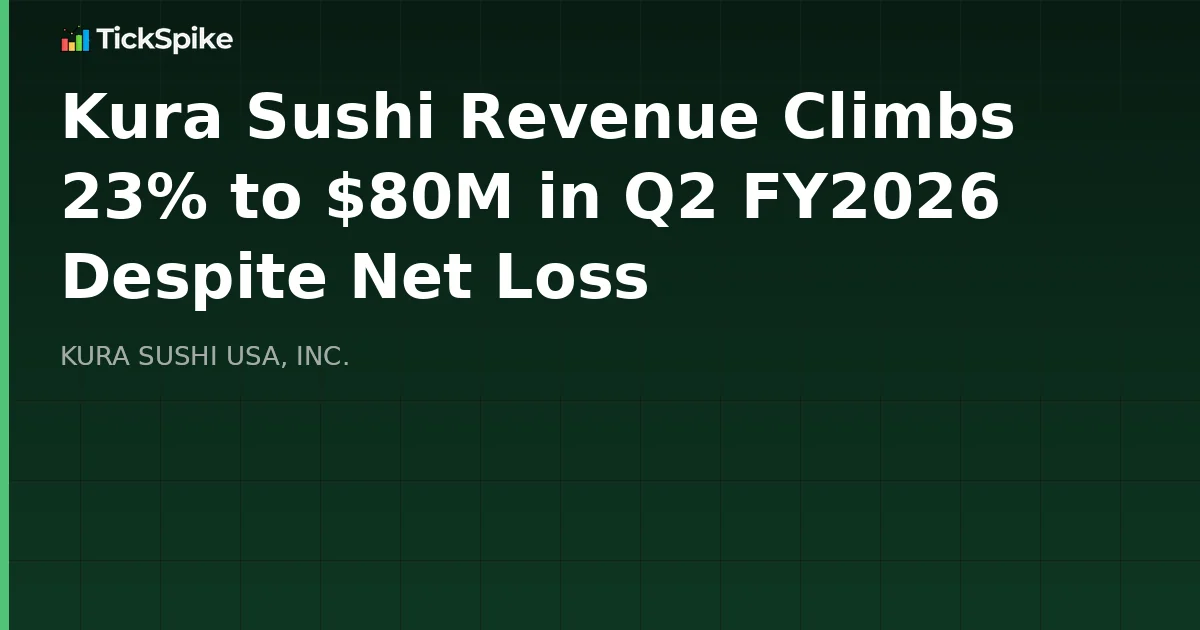 Kura Sushi Revenue Climbs 23% to $80M in Q2 FY2026 Despite Net Loss