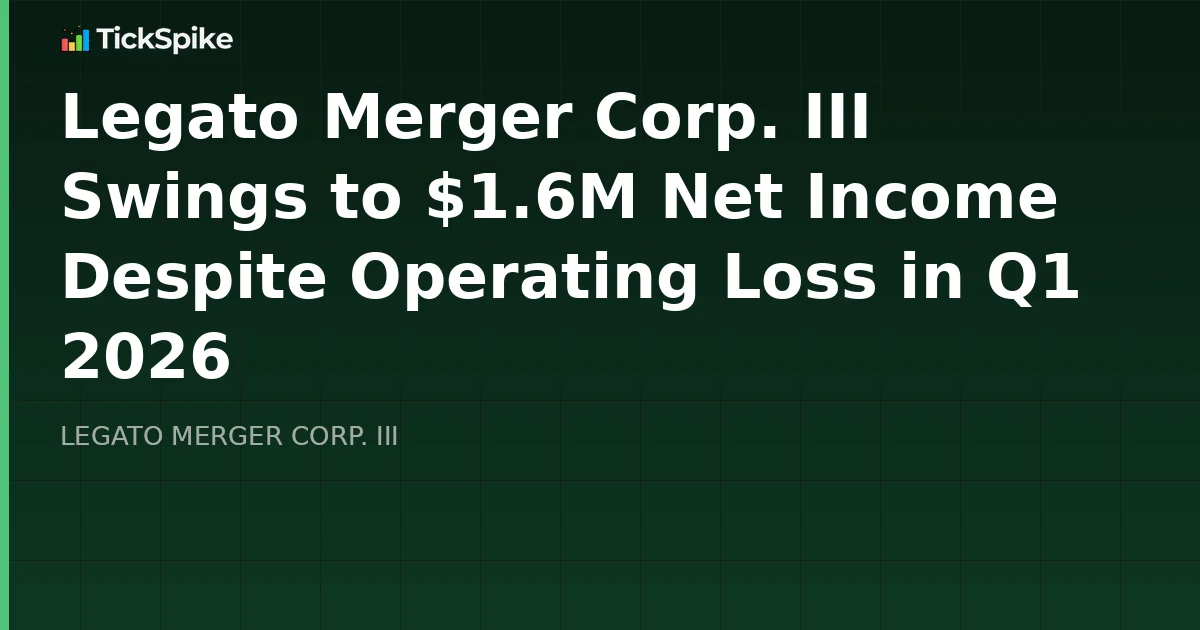 Legato Merger Corp. III Swings to $1.6M Net Income Despite Operating Loss in Q1 2026