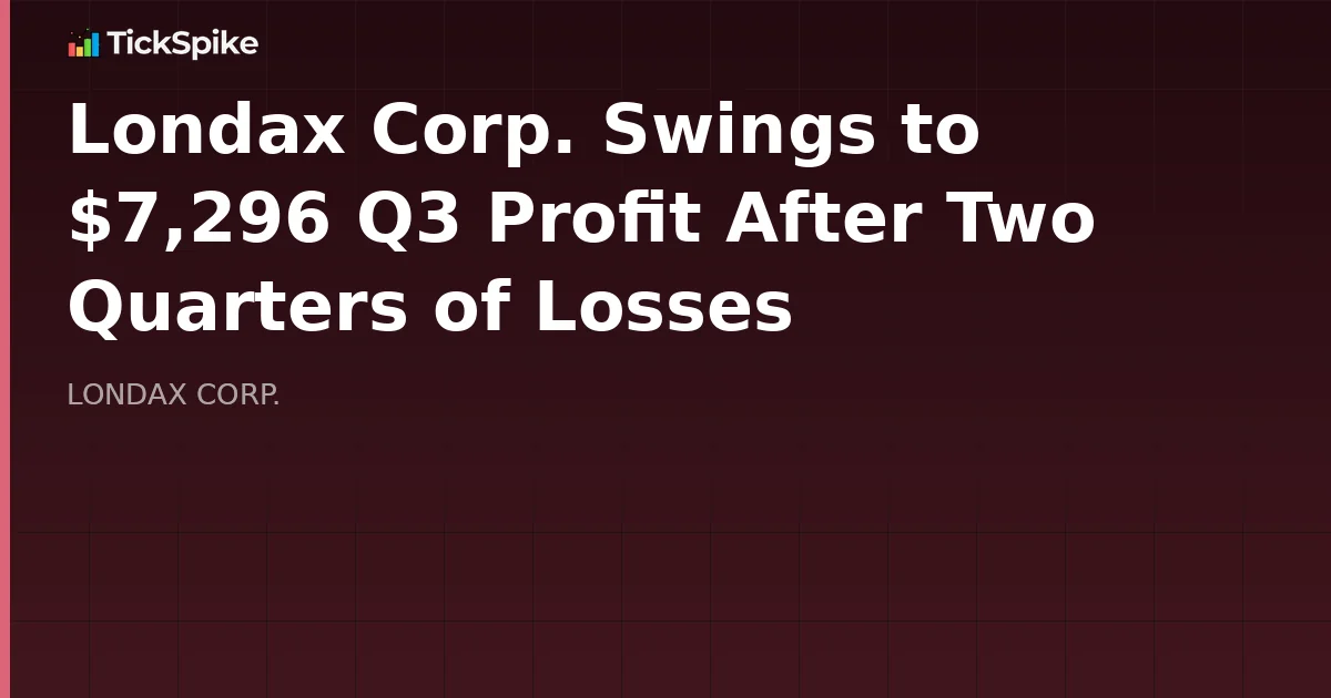 Londax Corp. Swings to $7,296 Q3 Profit After Two Quarters of Losses