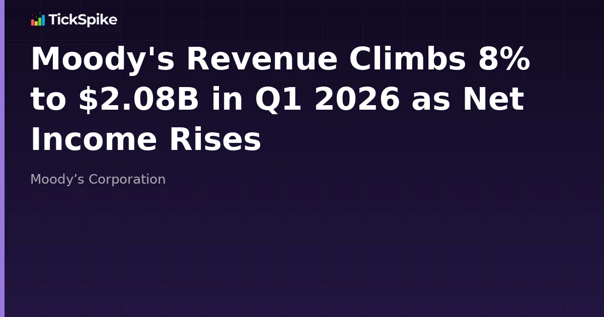 Moody's Revenue Climbs 8% to $2.08B in Q1 2026 as Net Income Rises